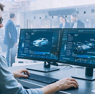 Computer Screens with Car Design Software